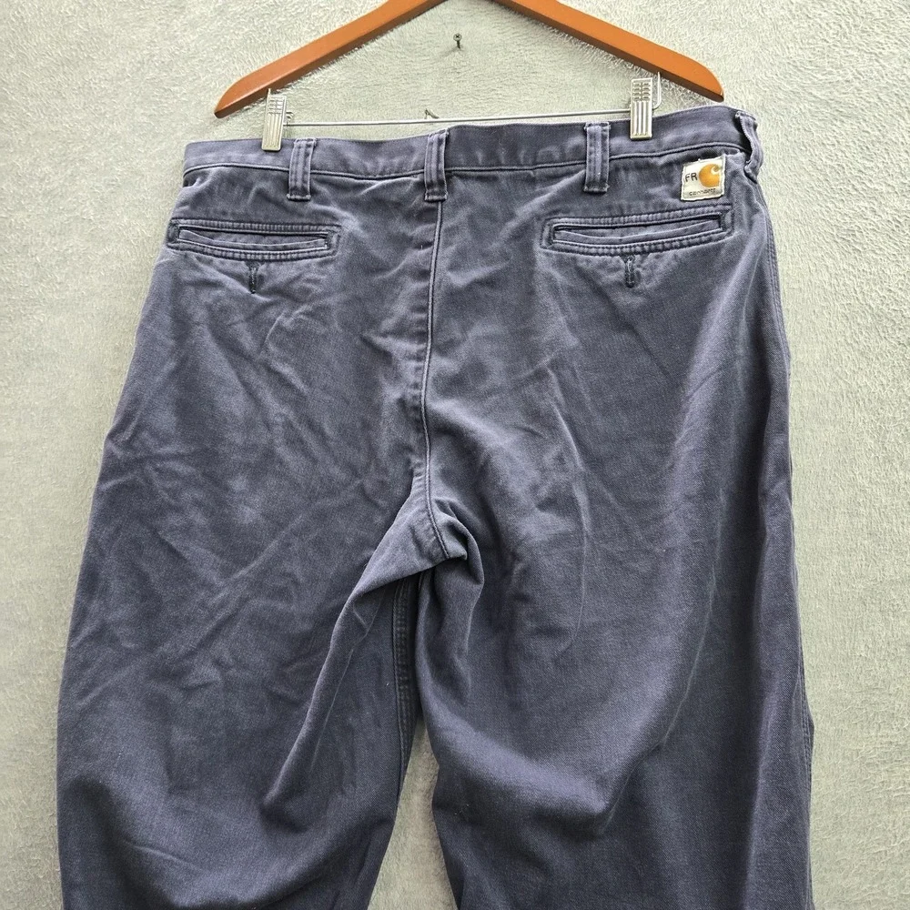 Carhartt Men Pants 38X32 Blue Cotton Nylon Chino Twill FR Work Pants READ